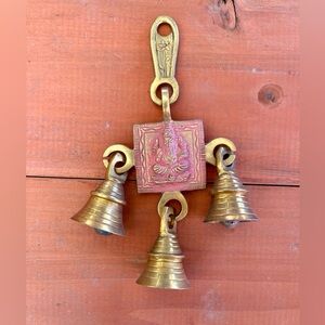 Golden Red Antique Style Brass Ganesha Wind Chime